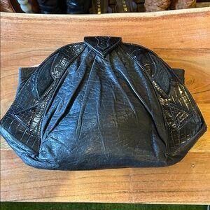 Vintage Black Leather Clutch